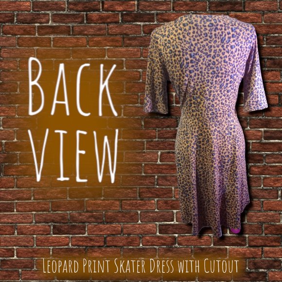 Leopard Print Skater Dress w'Cut Out - Picture 2 of 10
